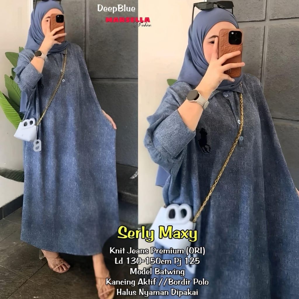 serly gamis oversize ori marsela dress batwing knit abaya knit kancing lengan gamis batwing big size