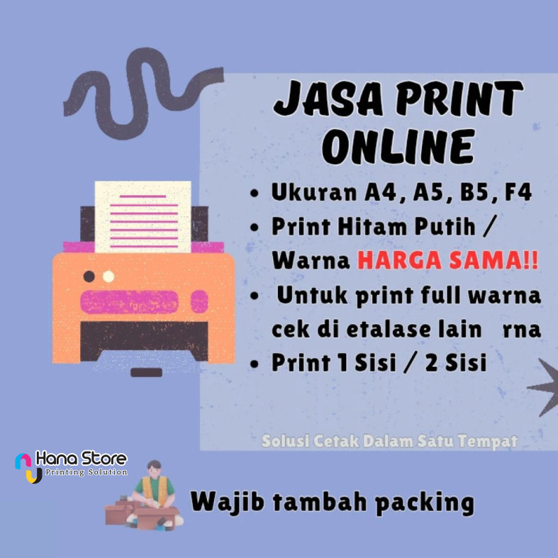 

PRINT / CETAK A4 A5 B5 F4 A3 80gsm CEPAT MURAH