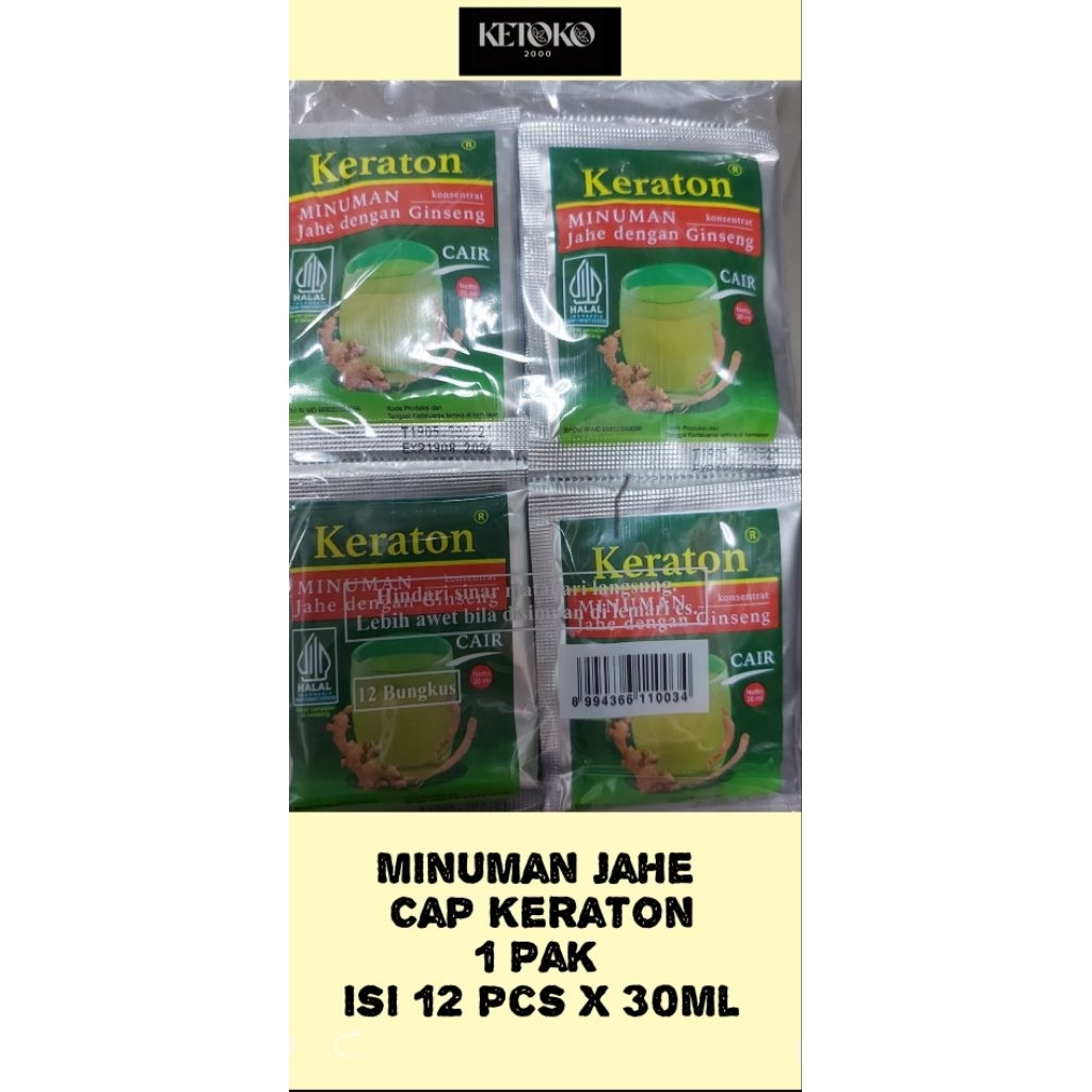 

Minuman Jahe Cap Keraton 1 Pak isi 12 pcs x 30 ml