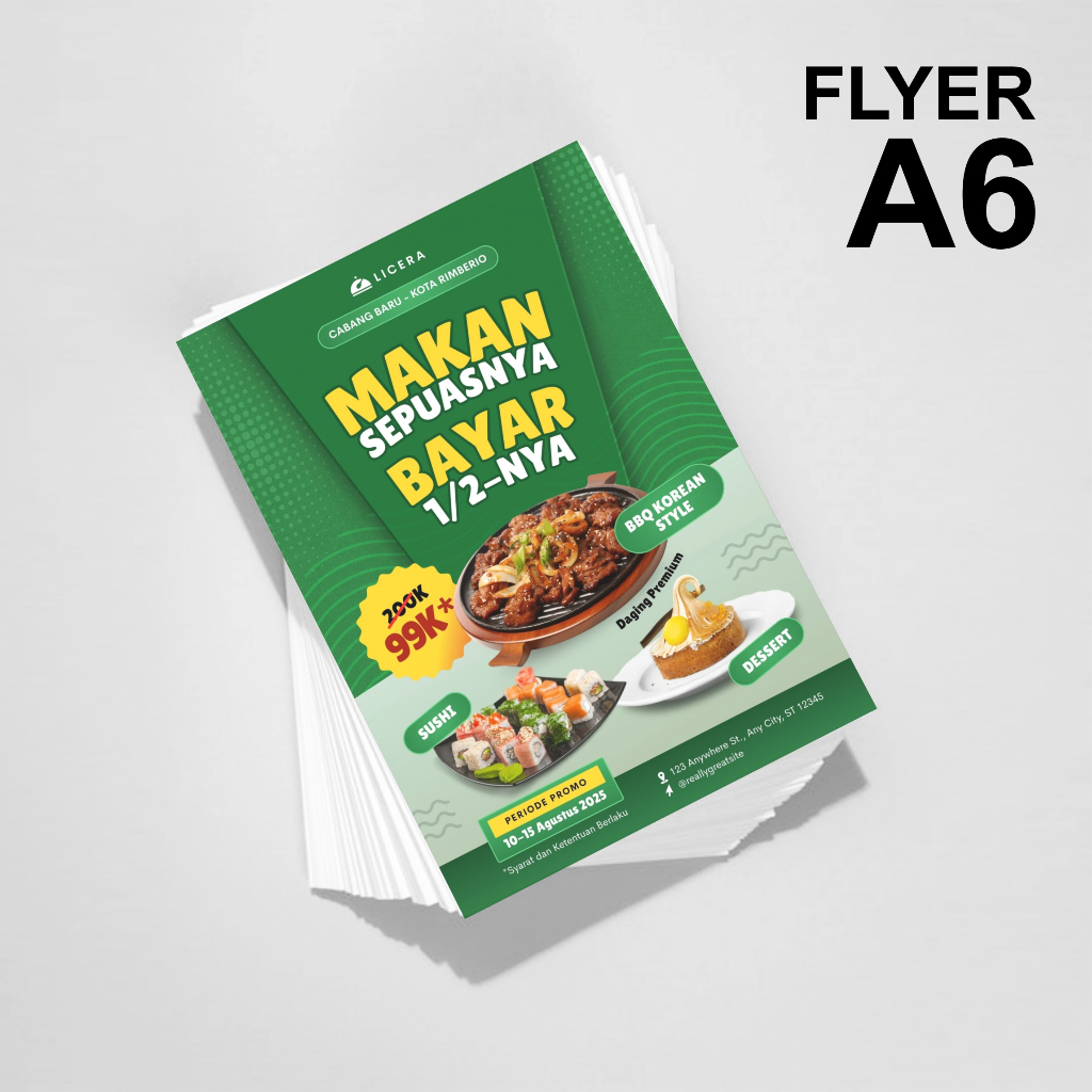 

Cetak Brosur Flyer A6 Artpaper150 Custom