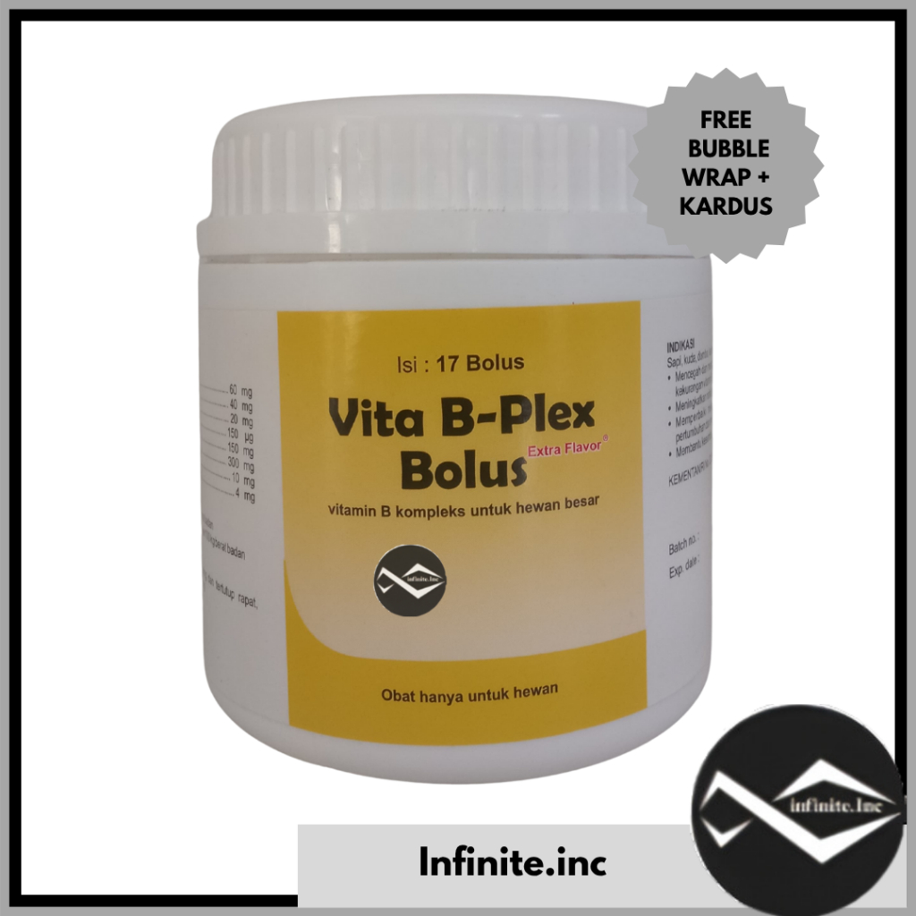 VITA B PLEX BOLUS ISI 17 BOLUS - VITAMIN B KOMPLEKS BOLUS HEWAN TERNAK