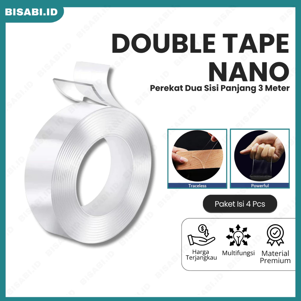 

Nano tape double tape lakban selotip transparan 5m