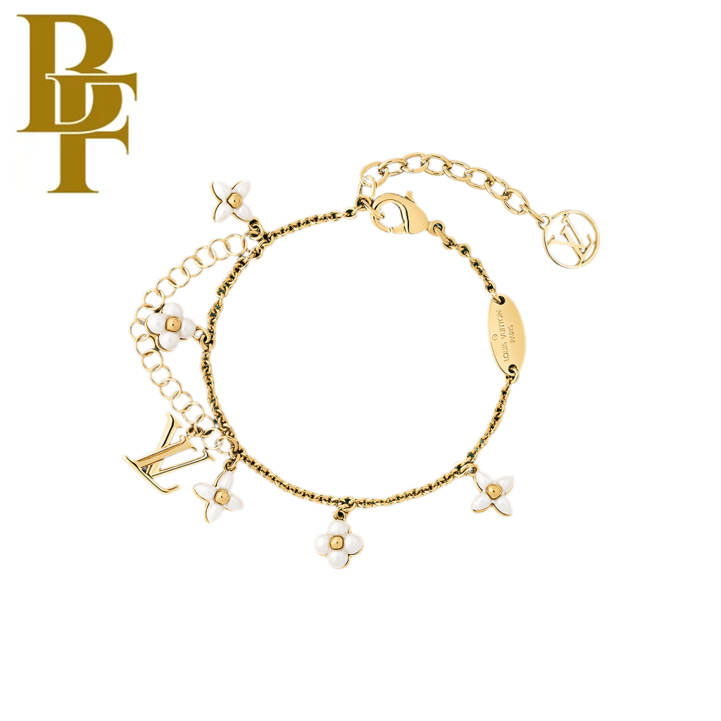 COD【18Kemas asli/100%ORI】Louis Vuitton LV Floragram Bracelet Gelang/18K emas /Ibu mutiara putih Gela