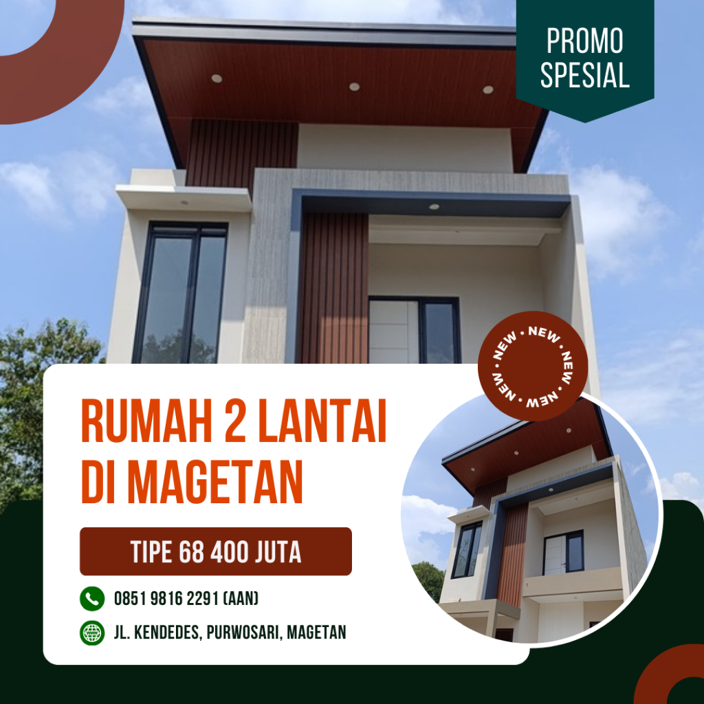 PERUMAHAN SYARIAH MAGETAN, RUMAH 2 LT TIPE 68 400 JT* SHM