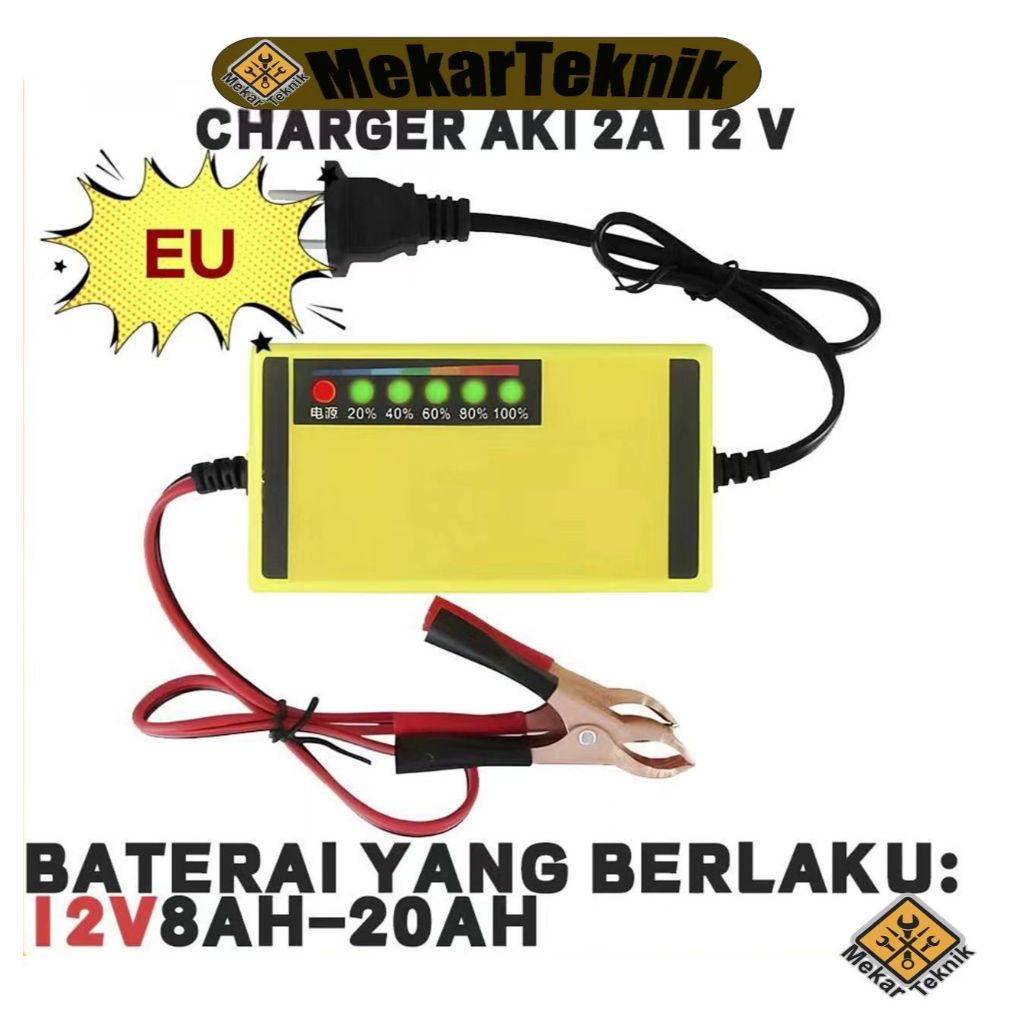 Charger Aki Portable 12V Otomatis: Cocok untuk Mobil, Truk, Motor (12V7AH-20AH)