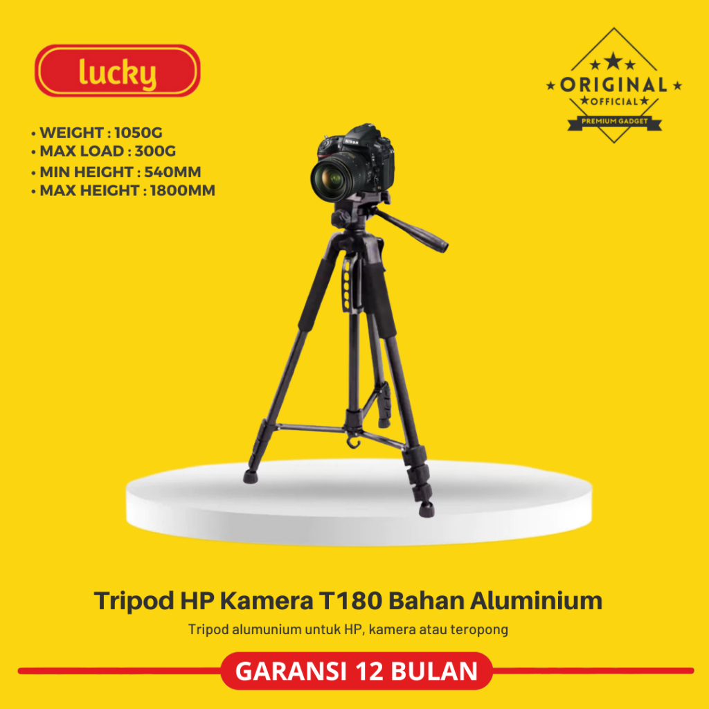 Tripod HP Kamera T180 Bahan Aluminium