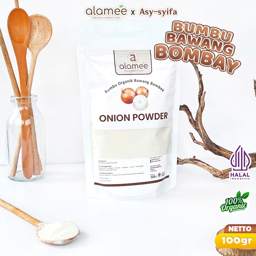 

ALAMEE Bawang Bombay Bubuk Onion Powder Ground Spice Bumbu Bombai Dapur Organik Tanpa Campuran 100g