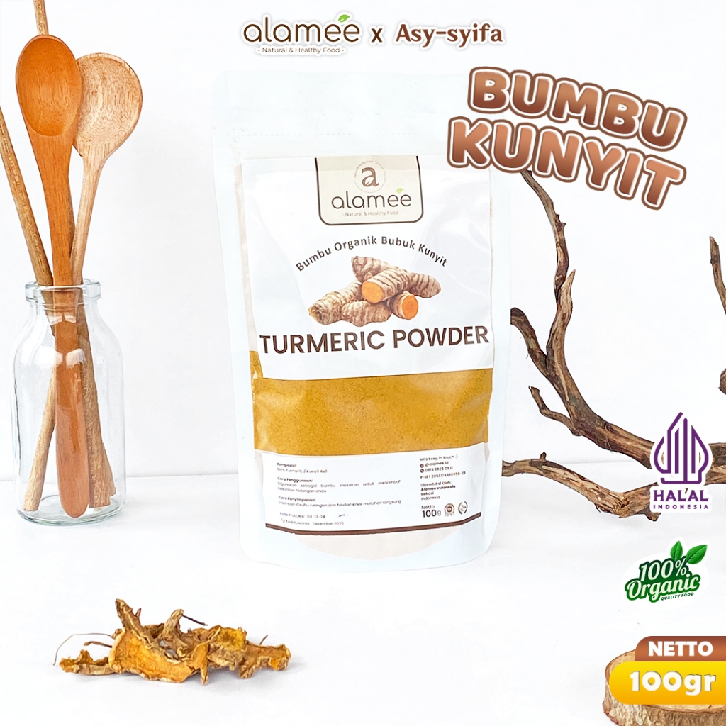 

ALAMEE Kunyit Bubuk Turmeric Seasoning Powder Ground Bumbu Dapur Instan Organik Murni Asli 100g