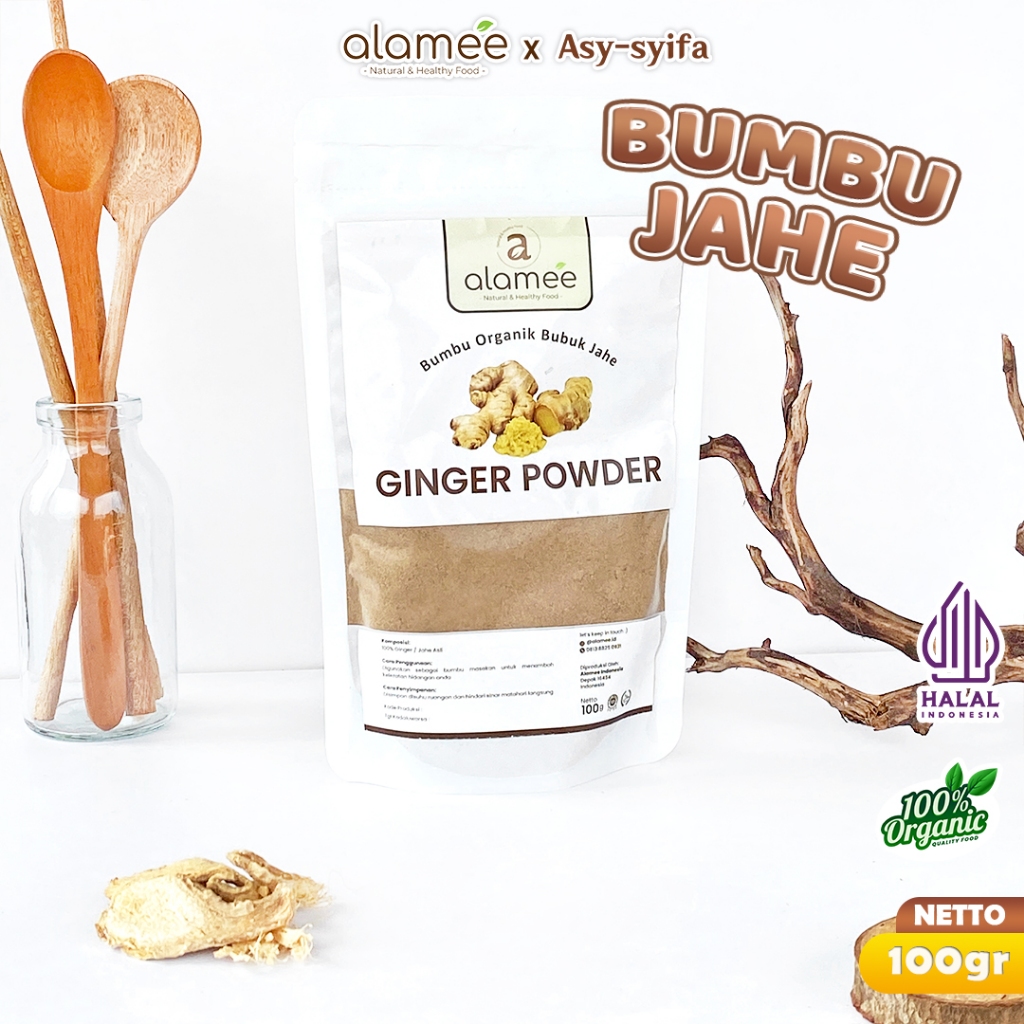 

ALAMEE Ginger Seasoning Powder Jahe Putih Bubuk Minuman Herbal Bumbu Masakan Dapur Instan 100g