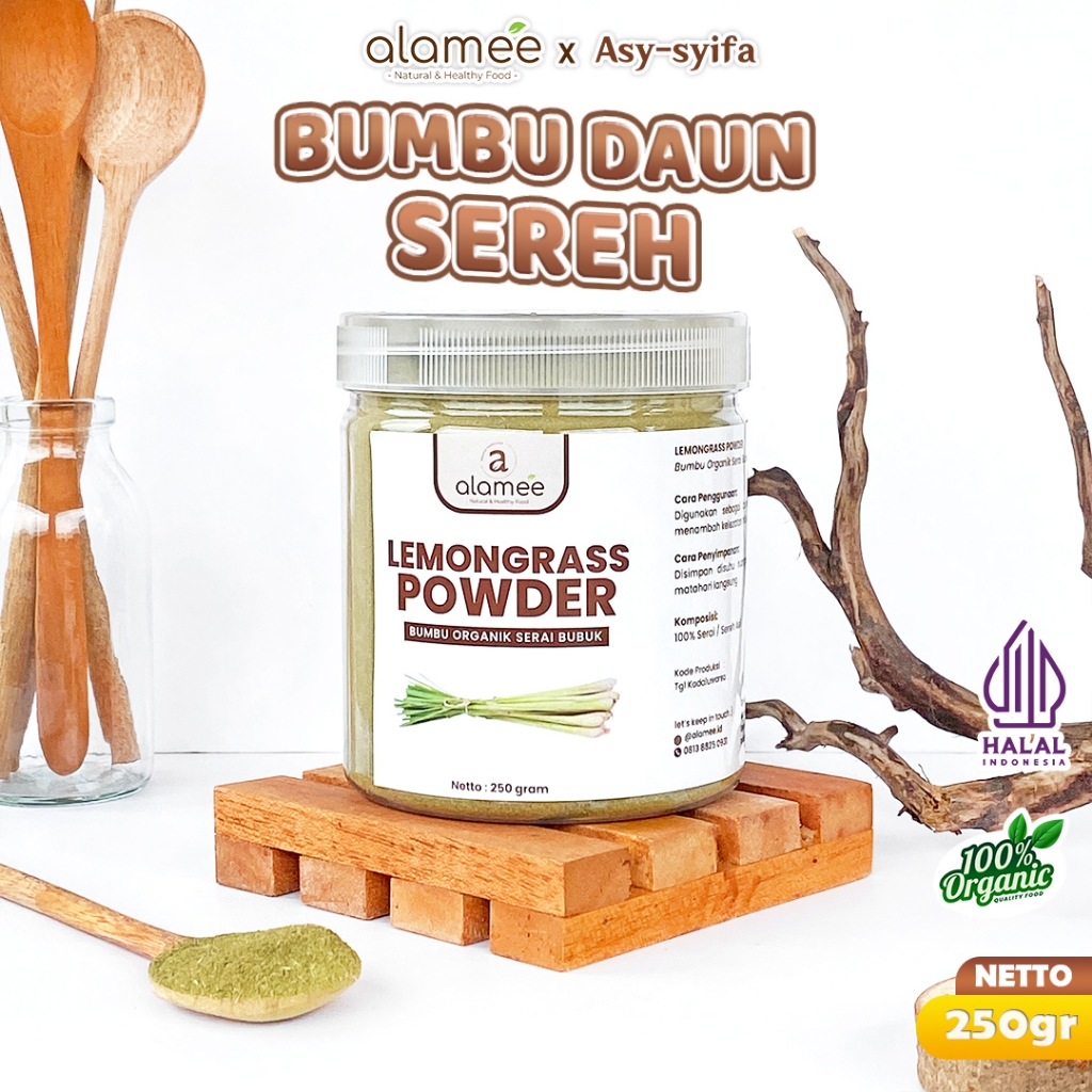 

ALAMEE Sereh Bubuk Lemongrass Seasoning Powder Bumbu Dapur Organik Serai Murni Tanpa Campuran 250g