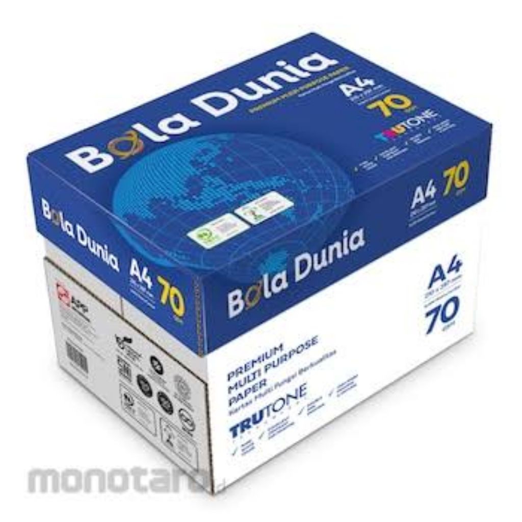 

KERTAS HVS A4 70 GRAM BOLA DUNIA 1DUS