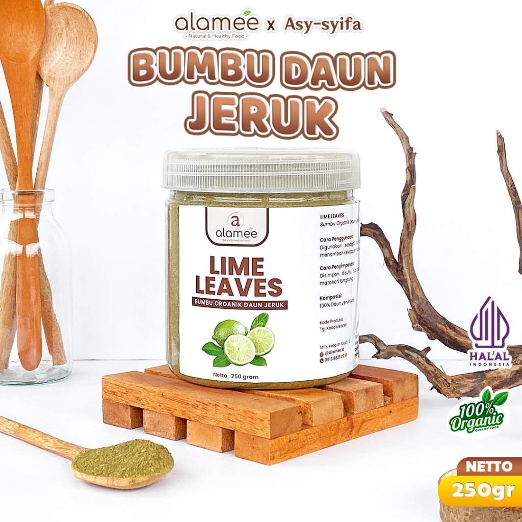 

ALAMEE Daun Jeruk Bubuk Lime Powder Bumbu Dapur Instan Organik Murni Asli Tanpa Campuran 250g