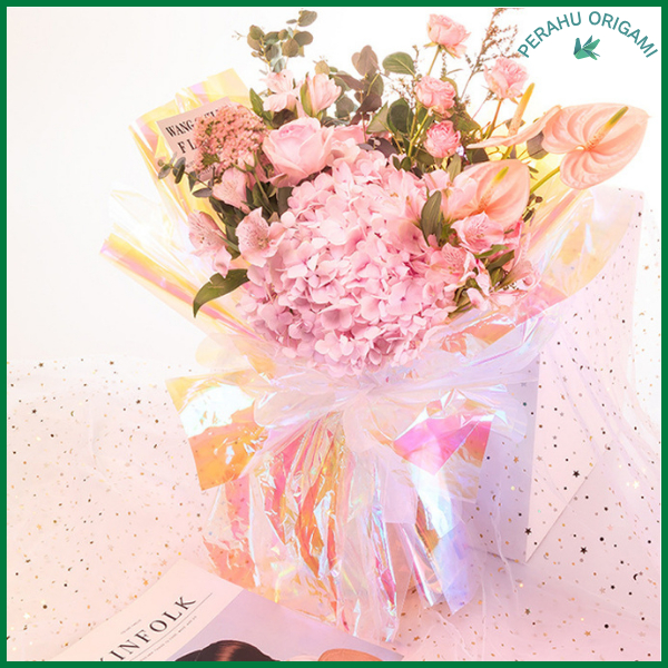 

HOLOGRAM CELLOPHANE Kertas Buket Bening WRAPPING PAPER Waterproof Hand Bouquet Ecer KB6045