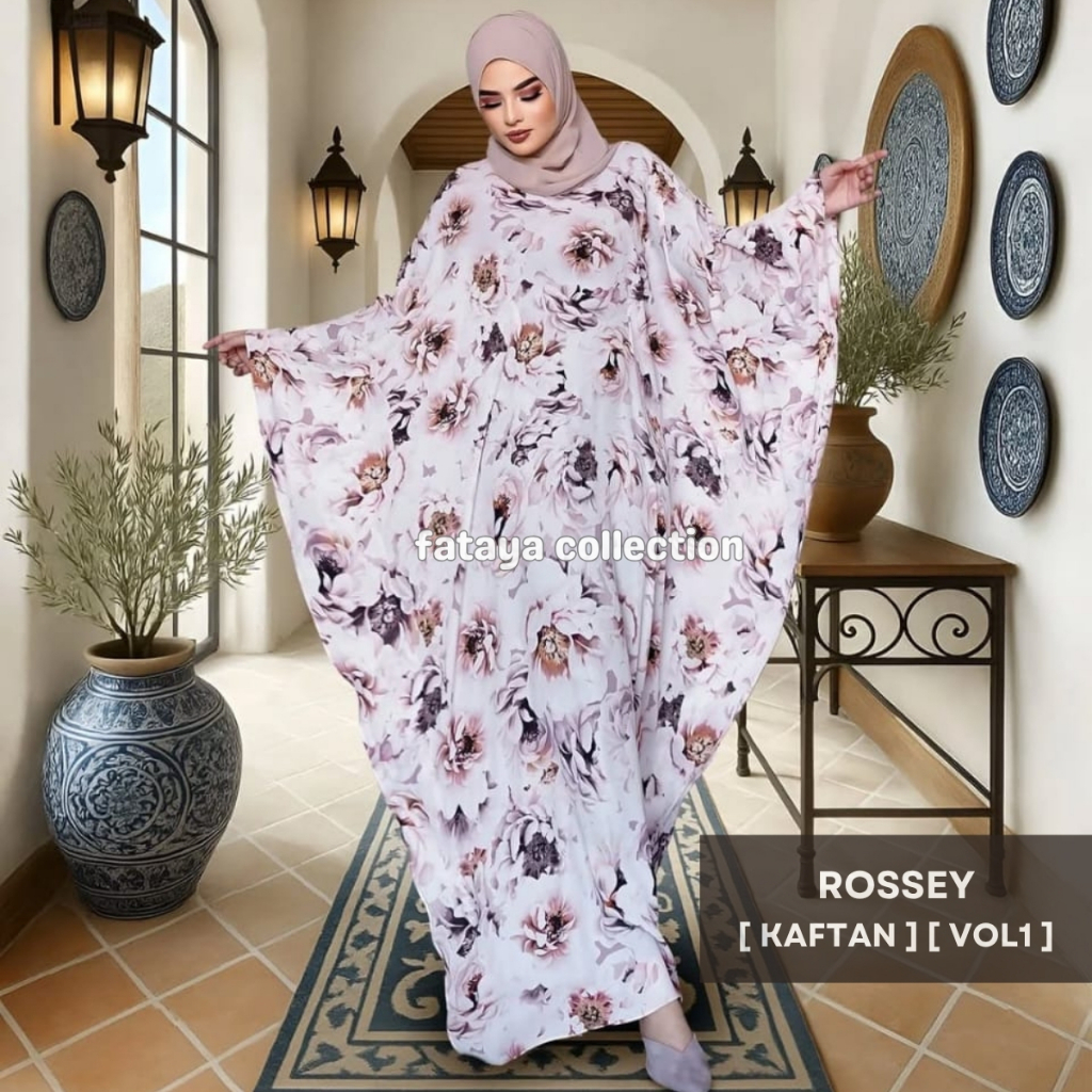 Fataya Collection ROSSEY Kaftan Bunga - Kain Crepe