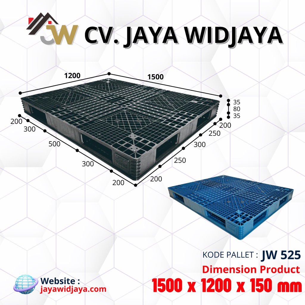 PALLET PLASTIK JWPLAST | PALLET PLASTIK JW 525 HITAM | UKURAN 1500 x 1200 x 150 | REVERSIBLE PALLET 