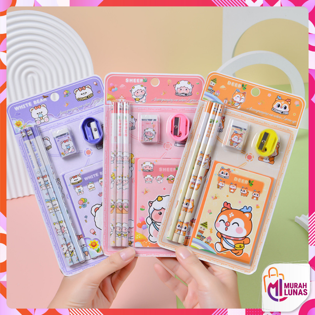 

MUNAS Alat Tulis Set 6IN1 Stationery Set Lucu Karakter Kartun 6 IN 1 Perlengkapan Sekolah Anak-Anak TK Souvenir Ulang Tahun Anak Alat Tulis Birthday Souvenir Hampers