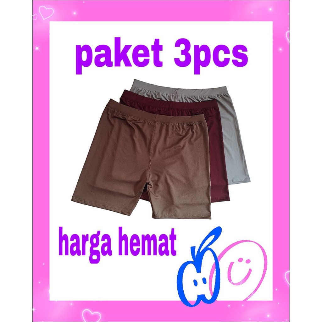 paket 3pcs legging pendek / hot pants / legging wanita / short / daleman / santai/ outdor / legging 