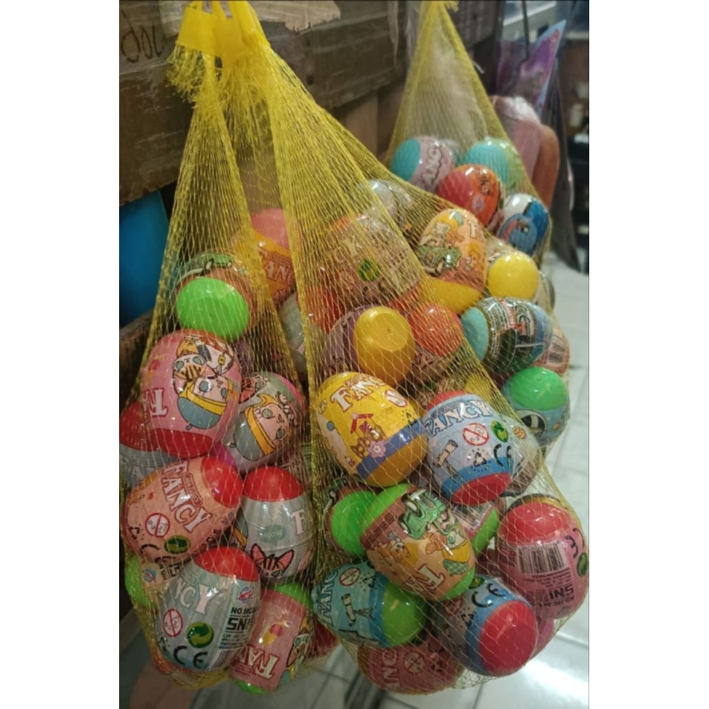 Mainan anak Surprise egg 1 keranjang jaring telor telor