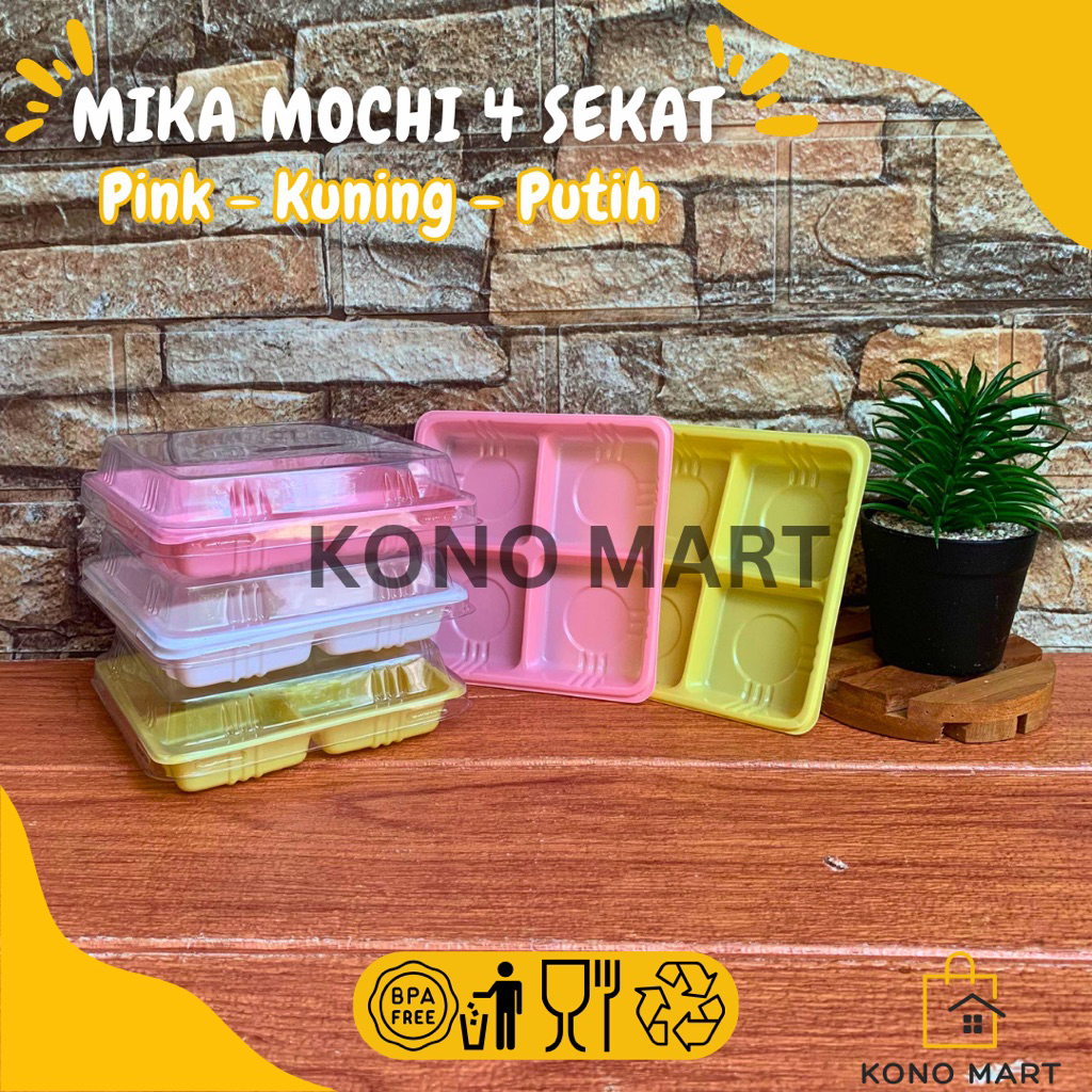 Kono Mart - Mika Mooncrispy Sekat 4 Pink Putih Kuning / Mika Mochi Ichigo / Mika Mooncake Sekat 4 / 