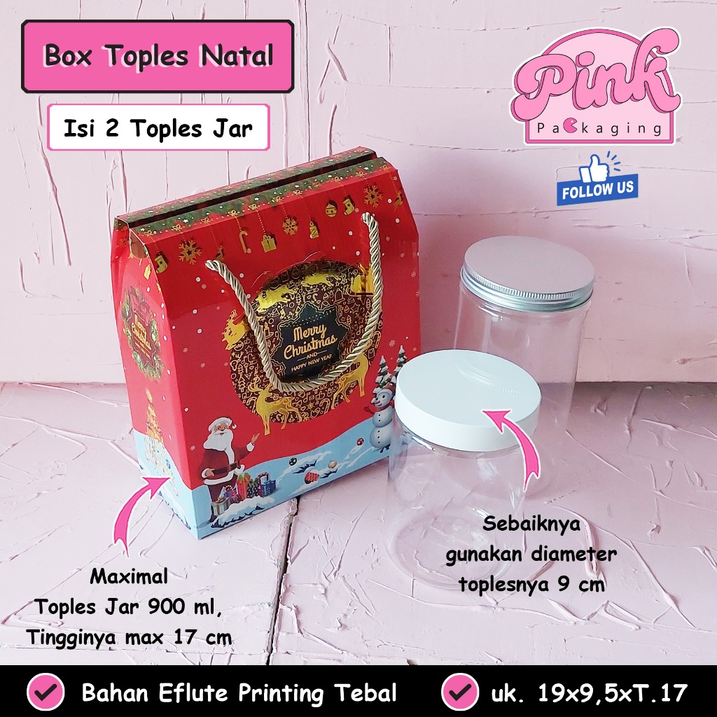 

Box Hampers Eflute Printing Natal Isi 2 Toples Jar Bahan Tebal Premium Mewah + TALI Kotak Kado Natal