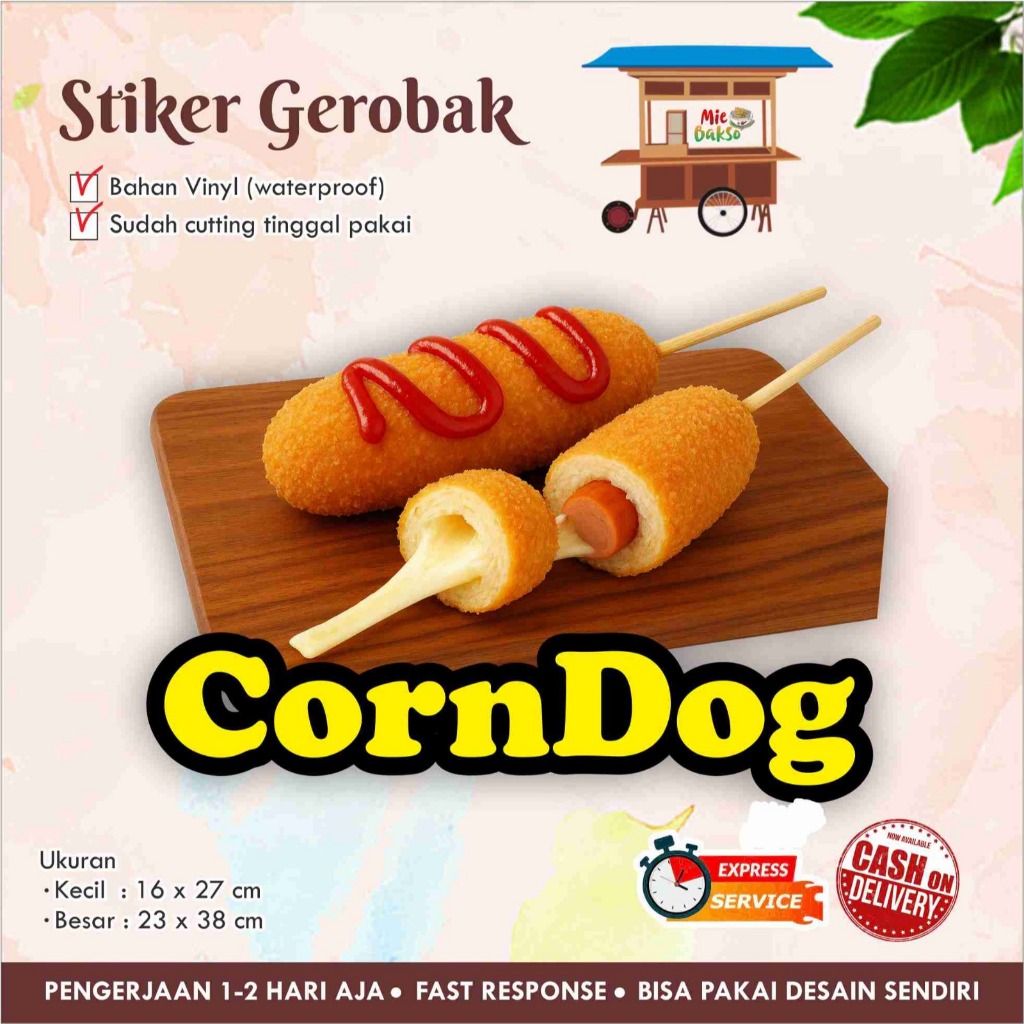 

STIKER KACA GEROBAK VINYL CORN DOG/ LABEL MAKANAN