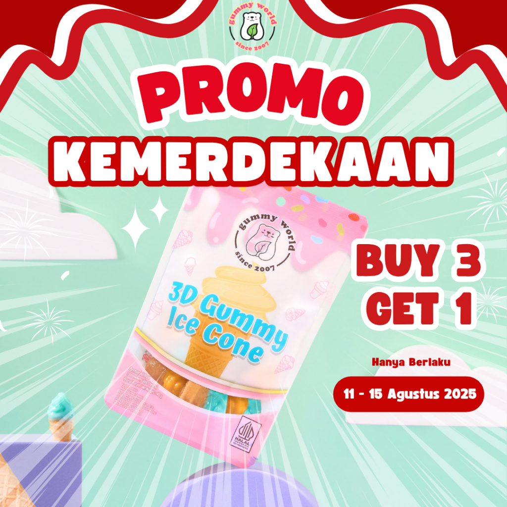 

3D Gummy Ice Cone (Permen Jeli 3 Dimensi Bentuk Es Krim)