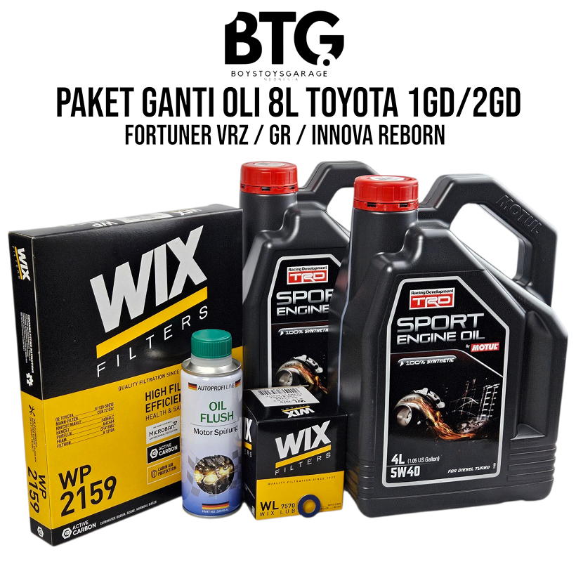 Paket Oli 8L MOTUL TRD Diesel 5W40 Toyota Fortuner VRZ GR Innova Reborn Paket Ganti Oli Komplit term
