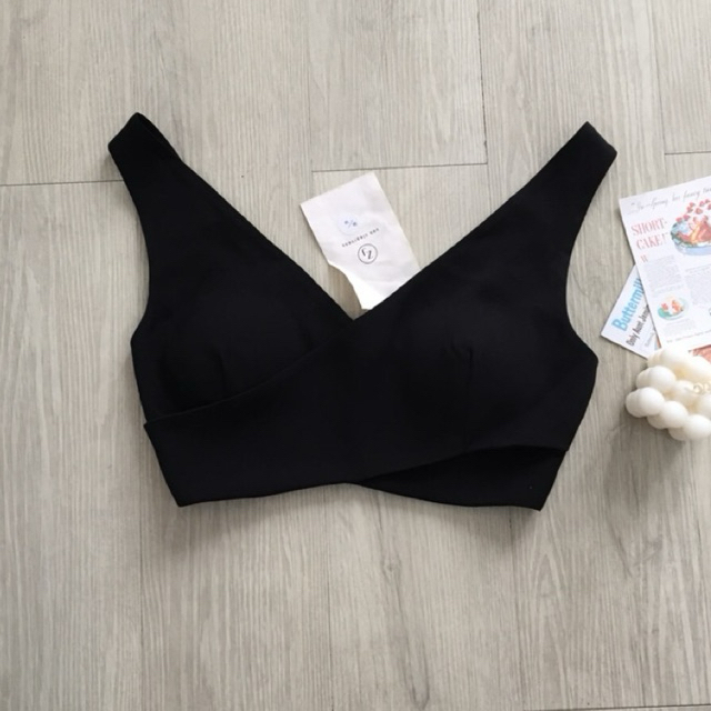 T0128 - SIZE M - TANKTOP CROP WANITA HITAM ADA CUP BRA