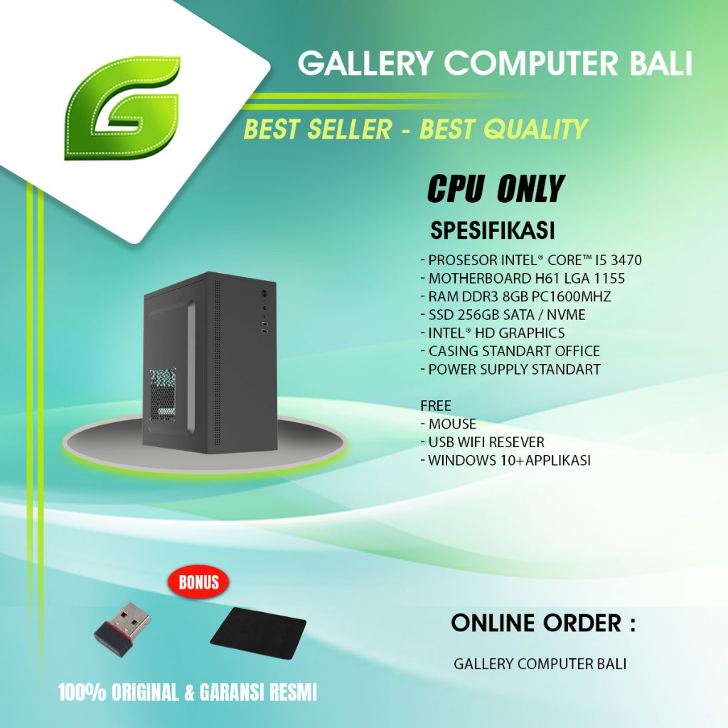 komputer kantoran pc admin komputer office intel core i5 gen3-cpu saja