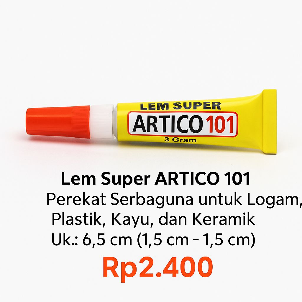 

Lem Super ARTICO 101 – 3 Gram – Perekat Serbaguna untuk Logam, Plastik, Kayu, dan Keramik