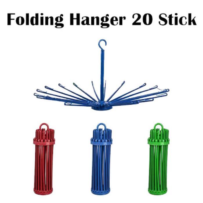 (TERMURAH) Folding Hanger 20 Sticks Gantungan Jemuran Baju Bayi Lipat Plastik / Jemuran Baju Bayi