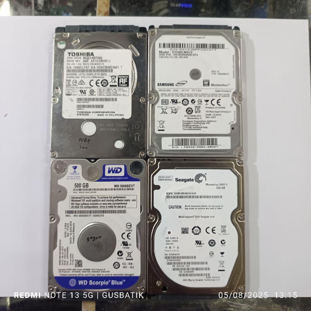 hard disk 2TB 1TB 750GB 500GB hdd laptop SATA 2.5" bekas original mobile hdd second
