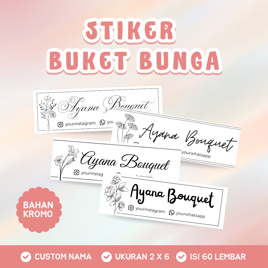 [60 LEMBAR] STIKER LABEL BUKET BUNGA / STIKER BUKET / BOUQET STIKER / CUSTOM STIKER BUKET / CUSTOM S