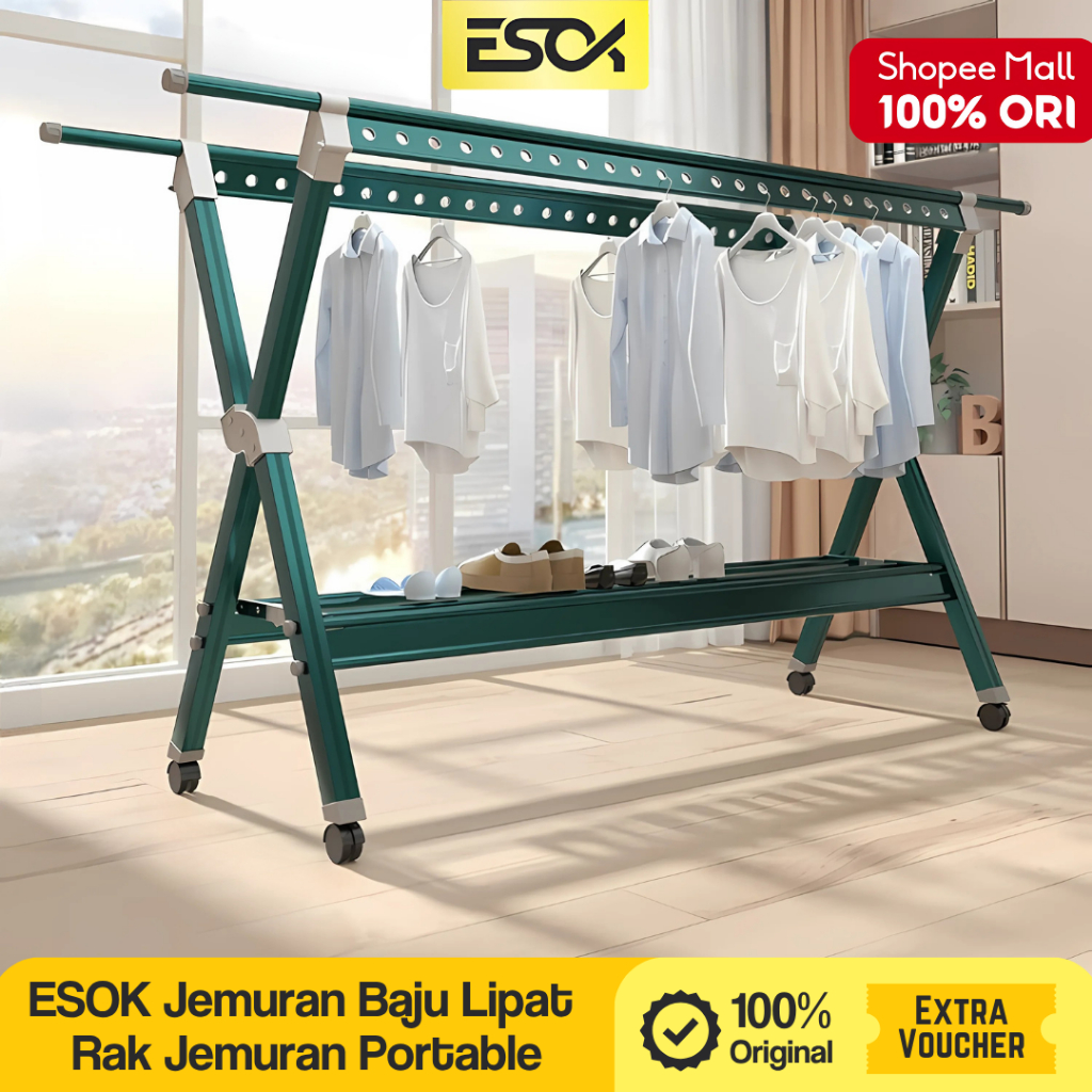 ESOK Jemuran Baju Lipat Rak Jemuran Portable Serbaguna Jemuran Baju Lipat Clothes Rack - Drying Rack