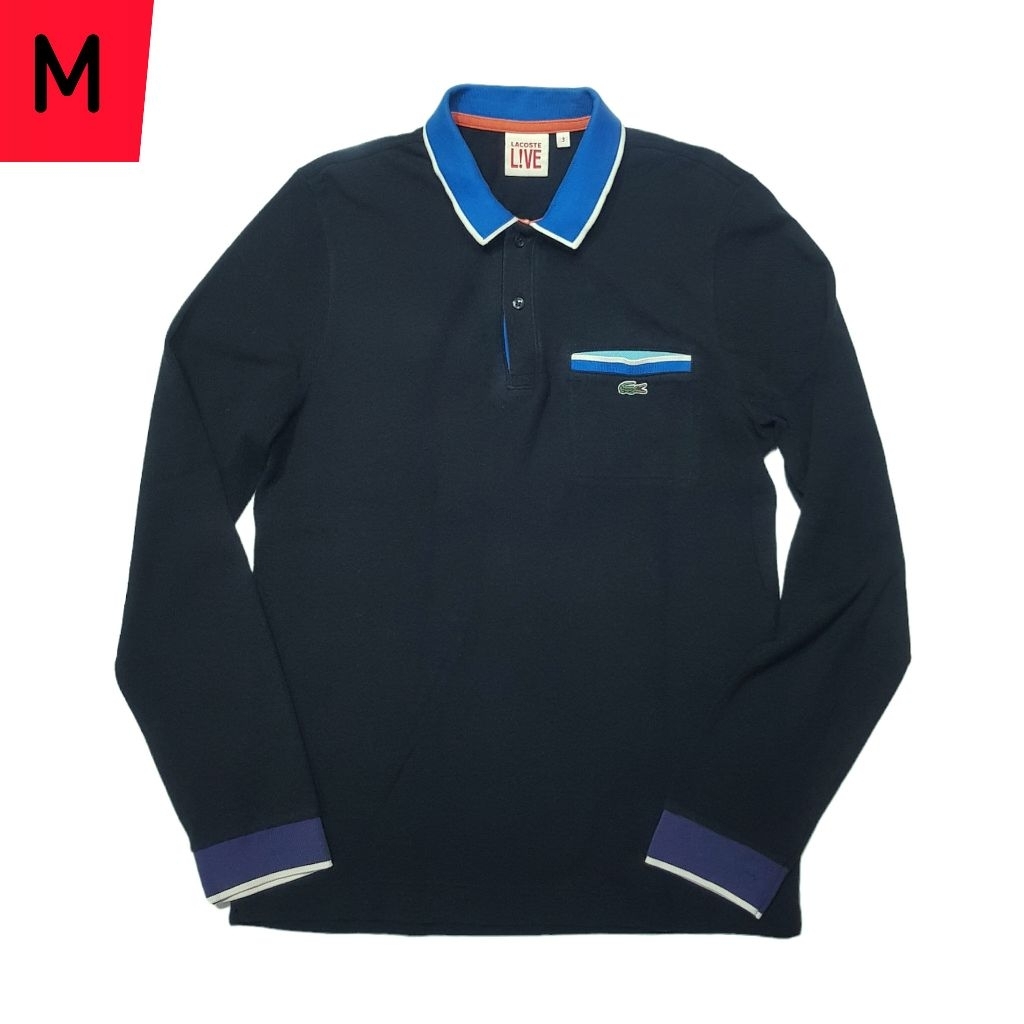 Kaos kerah lengan panjang LACOSTE Pocket Multicolor ( size M )
