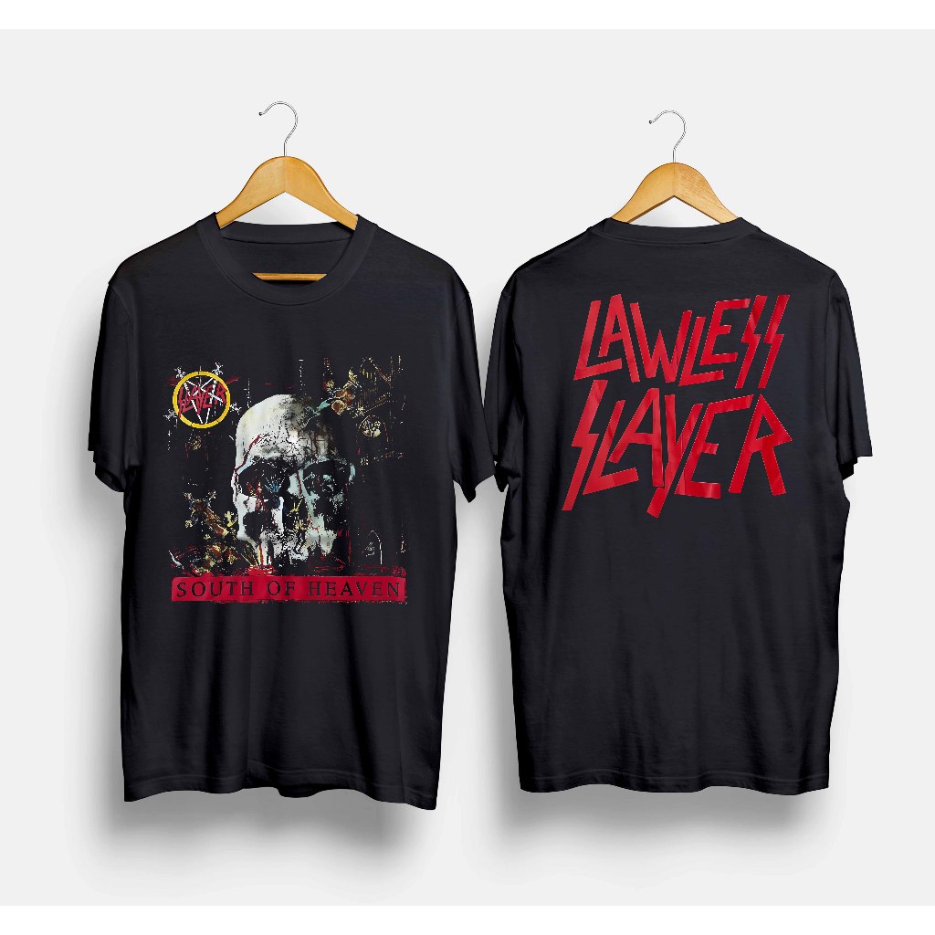 Tshirt Band Lawless X Slayer - South Of Heaven / Kaos Musik Rock Metal