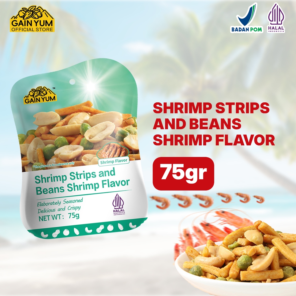 

GainYum - 10 Pcs Kacang Gain Yum Varian Rasa Shrimp Strips and Beans Shrimp SMALL PACK