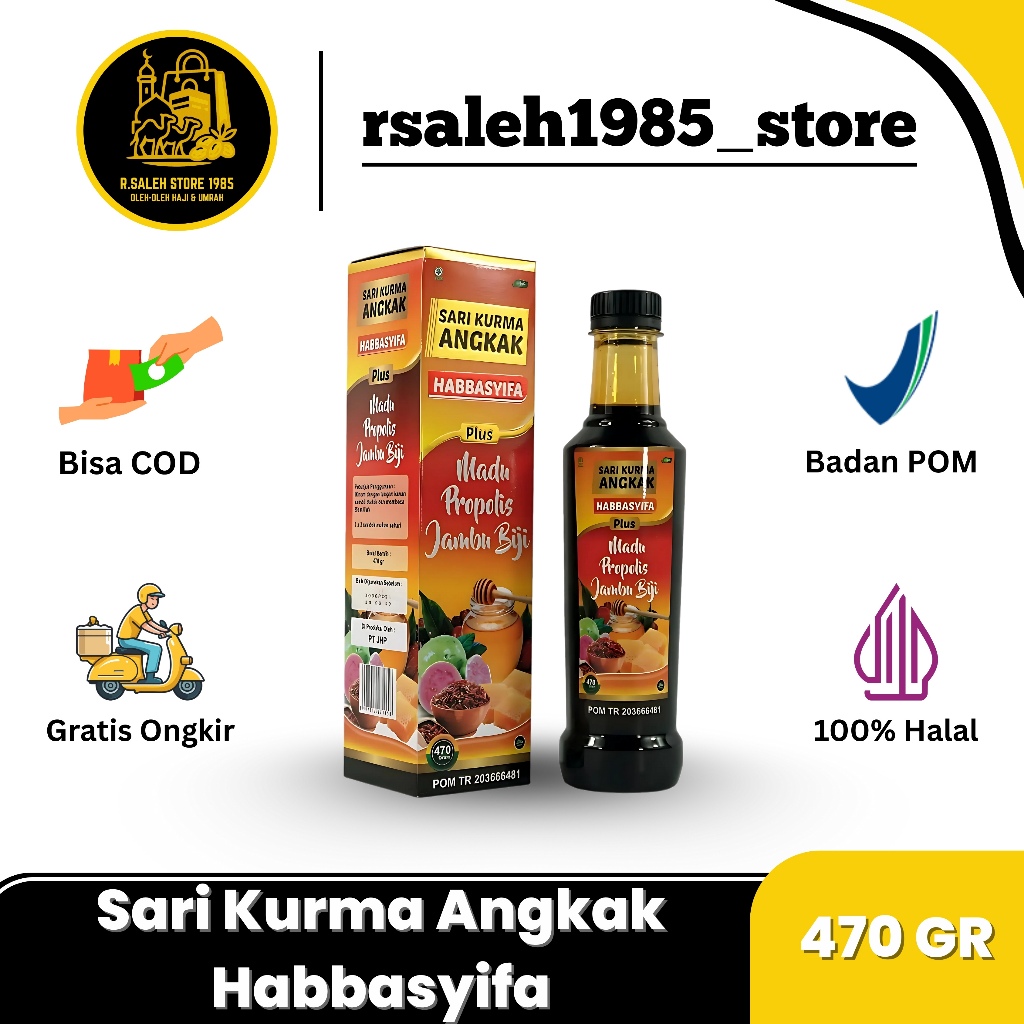 

Trombosit Sari kurma Madu ANGKAK Propolis JambuBiji Plus Daun Ubi Jalar 470 Habbasyifa