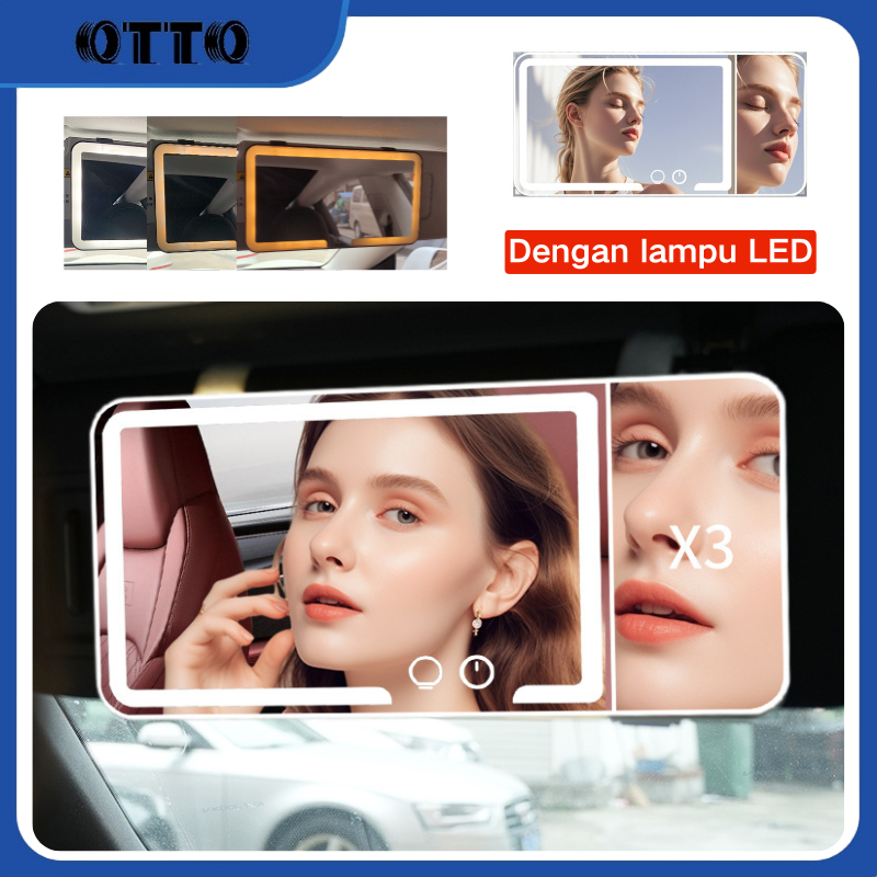 Cermin Makeup Dengan Lampu Mobil Fungsi zoom Kaca Dandan Spion LED Sunvisor Mirror Universal Mobil