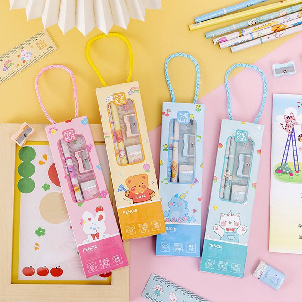 

Pensil set 5 in 1 premium lucu warna ungu untuk anak sekolah