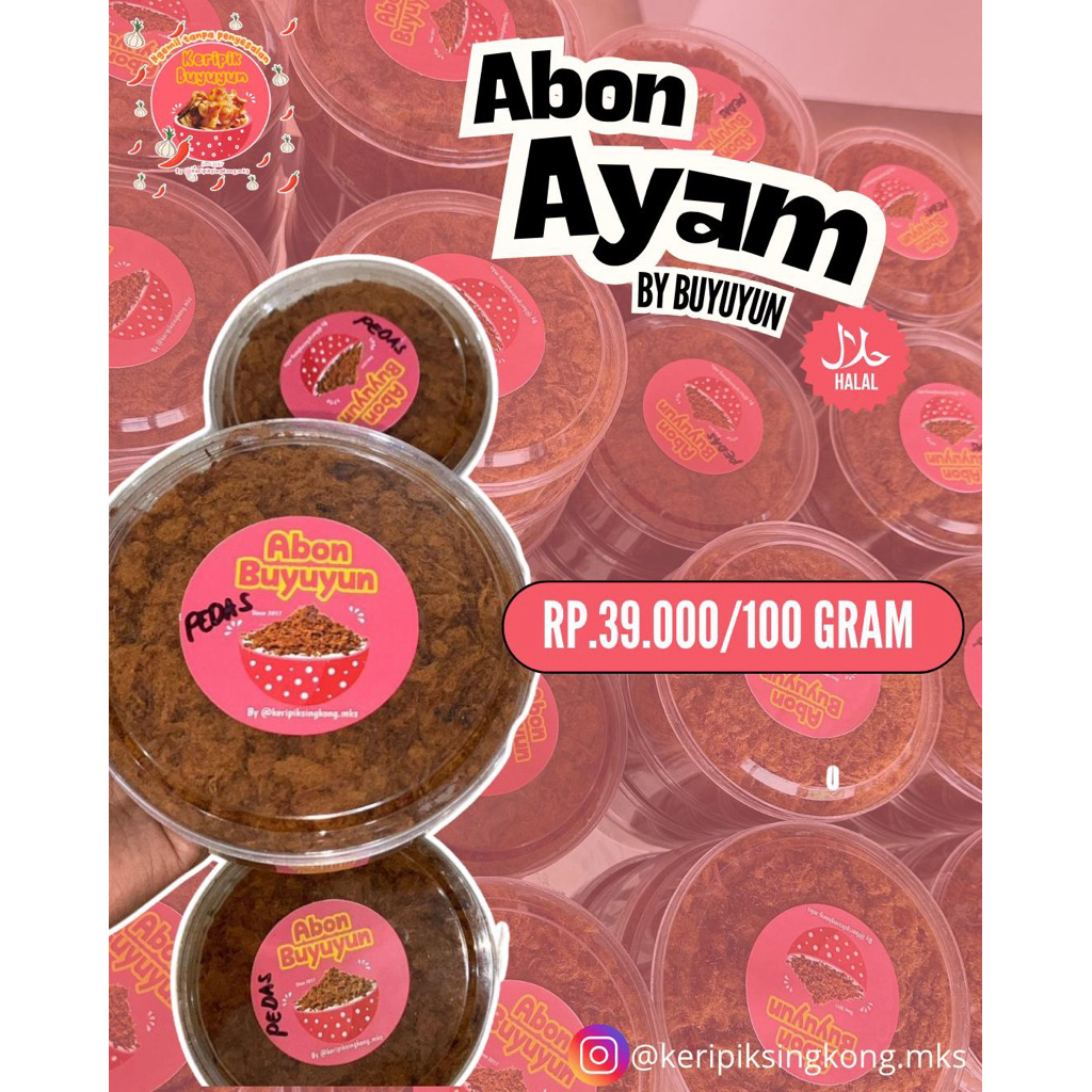 

ABON AYAM 100GRM ORIGINAL DAN PEDAS