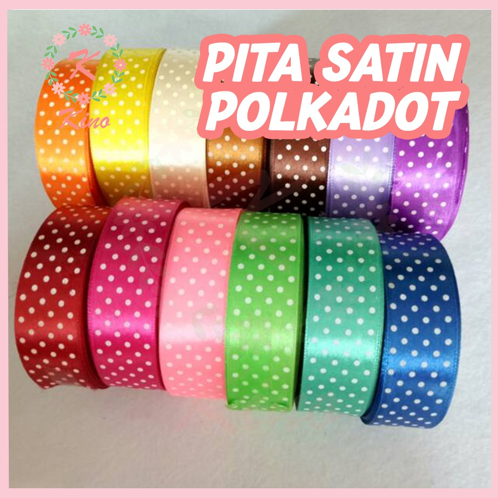 

[PER SLOP] Pita Satin Polkadot 1 inch Hiasan Hampers Bungkus Kado Hantaran Aksesoris