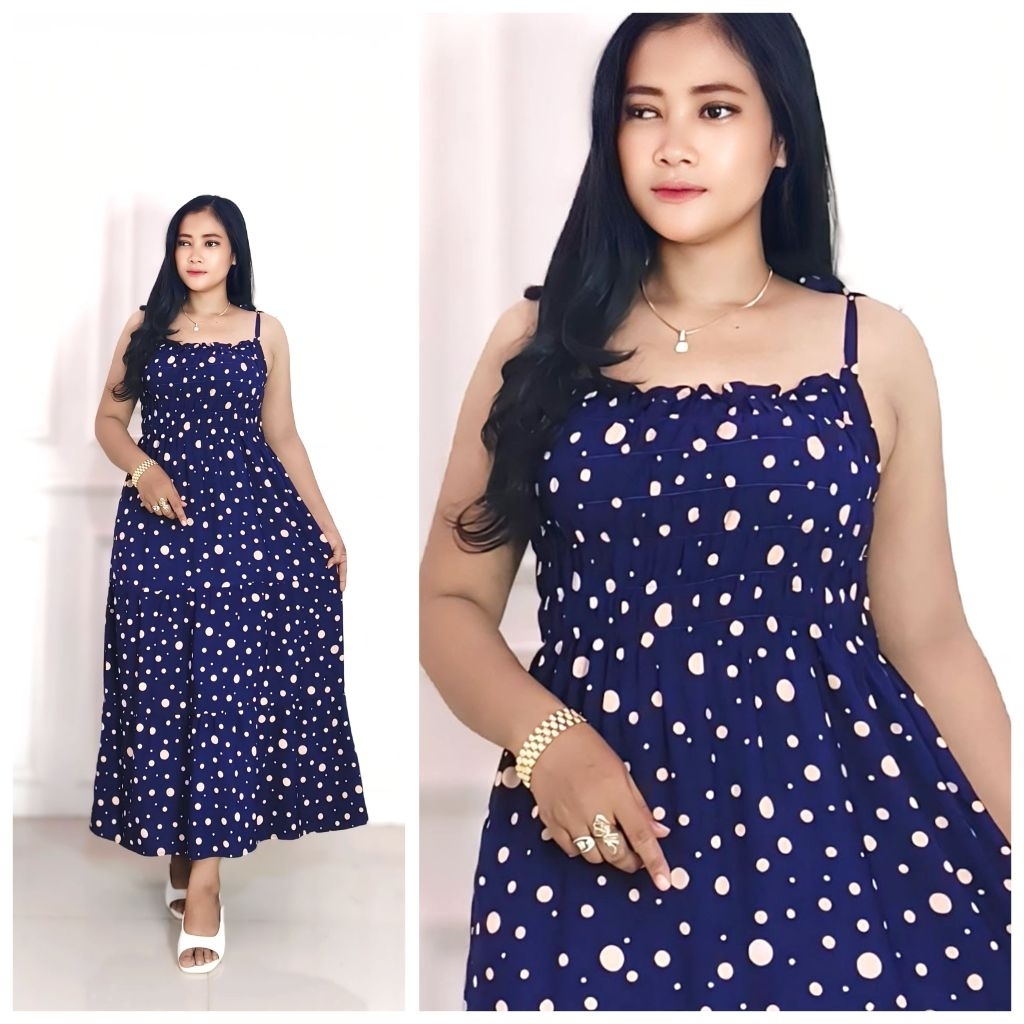 DRESS YUKENSI SMOK/YUKENSI POLKADOT/YUKENSI WANITA/PAKAIAN WANITA