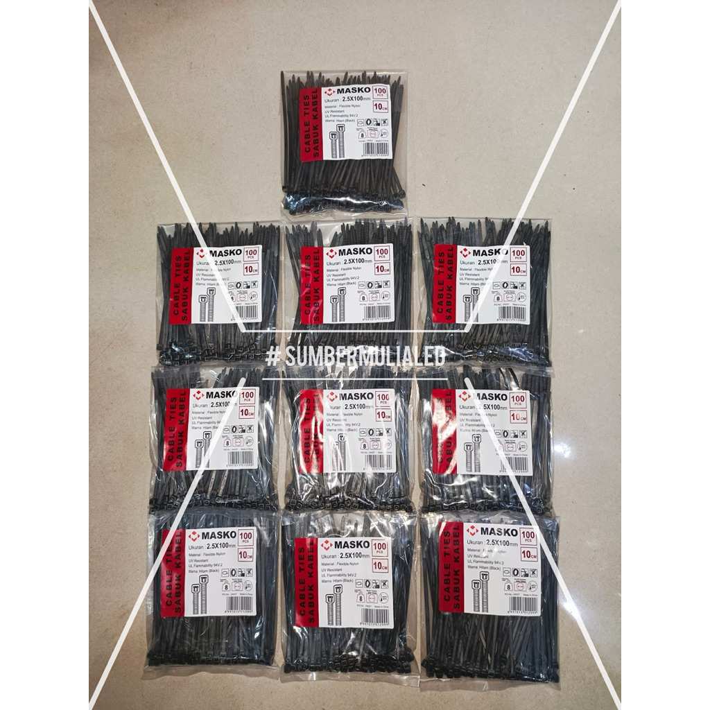 

[ PER PAKET ISI 10 PACK ] Masko Kabel Ties Nilon 10cm 15cm 20cm / Cable Tie Nylon 2,5 x 100 / 2,5 x 150 / 2,5 x 200 / 3,6 x 200 Tebal Berkualitas isi 100 pcs