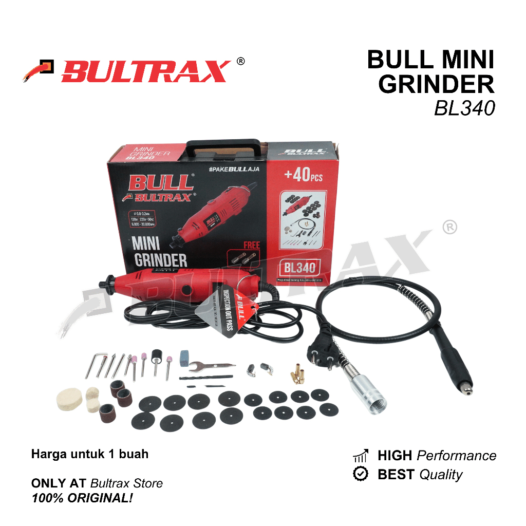 BULL Mini Grinder Tuner Set BL340 / Mesin Gerinda Mini Bor Listrik / Bor Tangan Multifungsi