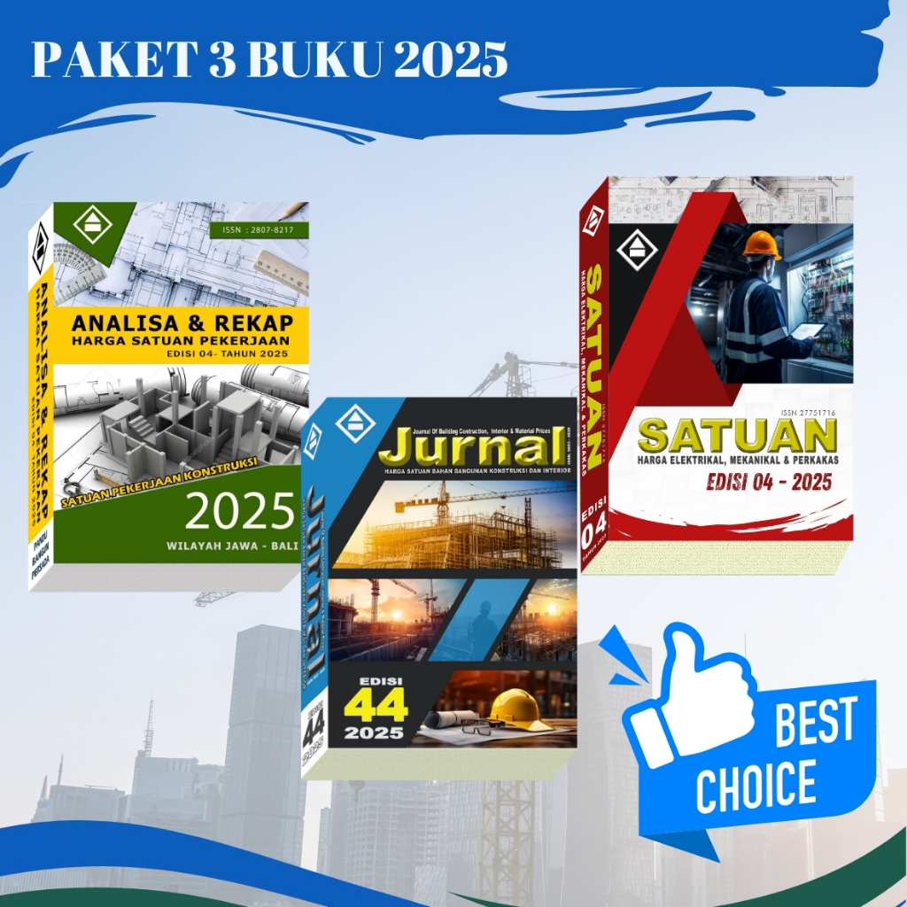Paket buku AHSP Jawa Bali 04-2025 + Buku Jurnal Harga Satuan Bahan Bangunan 44-2025 + Buku Satuan El