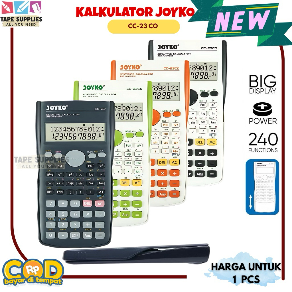 

(PALING LARIS!!!) Kalkulator Scientific Joyko CC‑23 – 240 Fungsi, Layar Besar + Multi Replay + Matrix & Ans