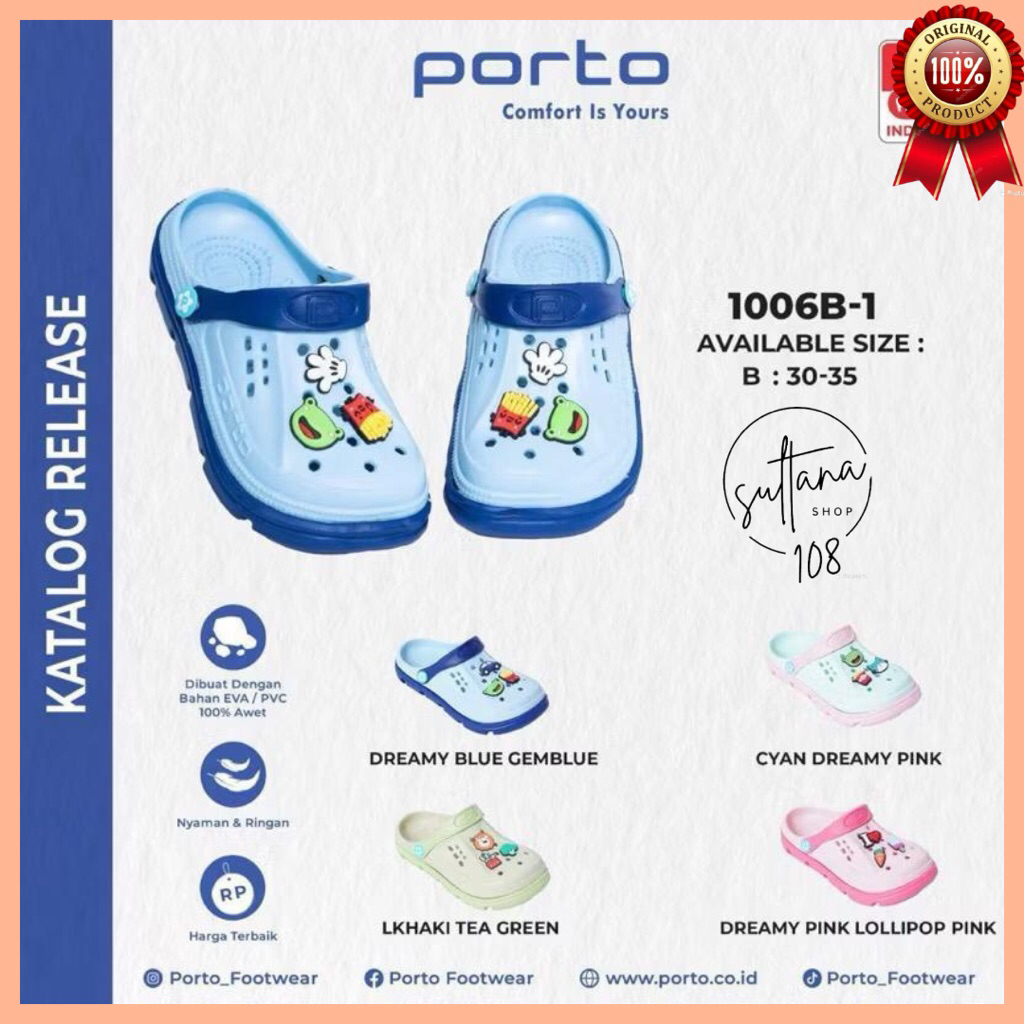 Sandal Baim Anak Sandal Bapau Anak TK SD Porto 1006B-1 Terbaru