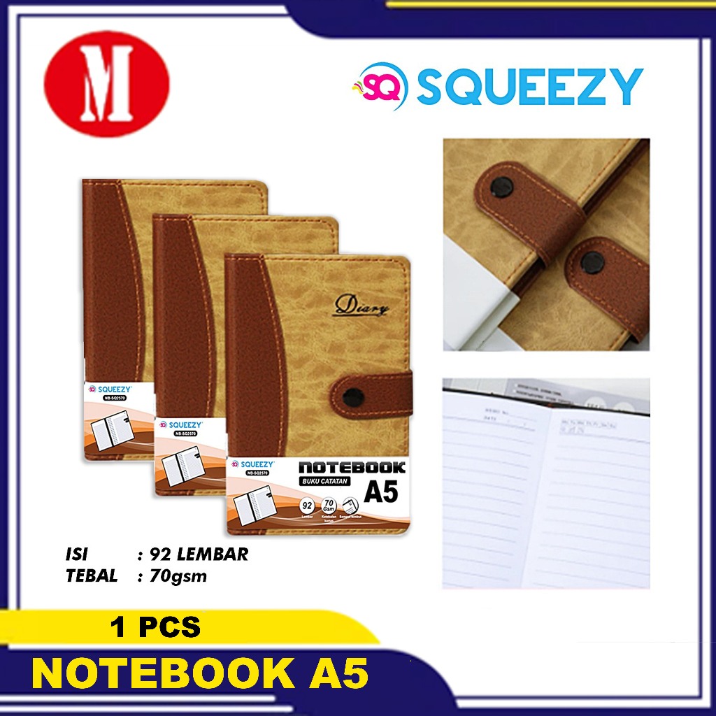

SQUEEZY Notebook A5 Kulit Sintetis Buku Agenda NB-SQ2570