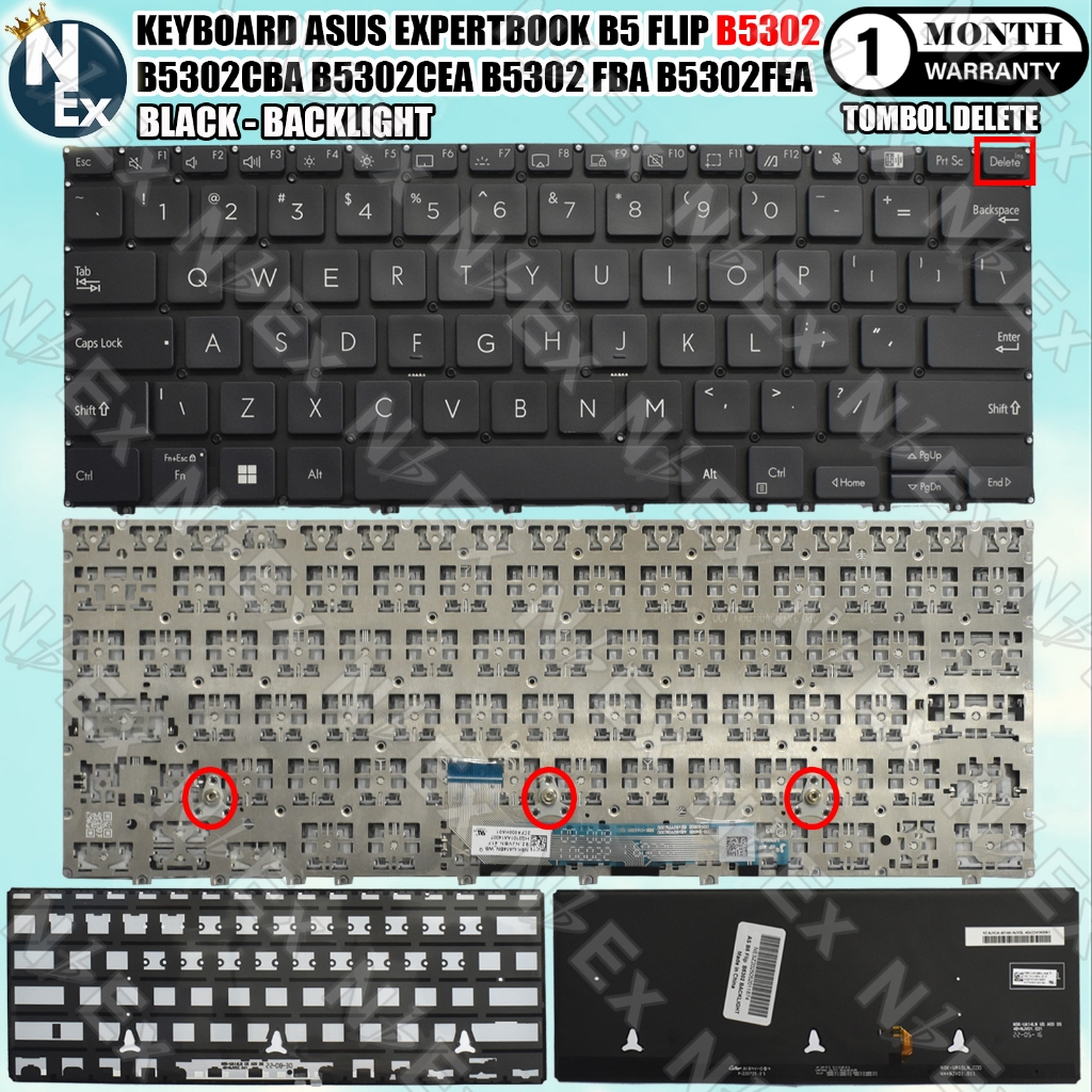 KEYBOARD ASUS EXPERTBOOK B5 FLIP B5302 B5302CBA B5302CEA B5302 FBA B5302FEA BLACK - BACKLIGHT